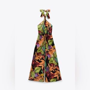 ZARA Floral Jumpsuit // Open Back + Wide Leg + Floor-Length